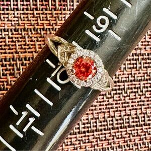Fragrant Jewels Silver Ring with Fiery Red Stone